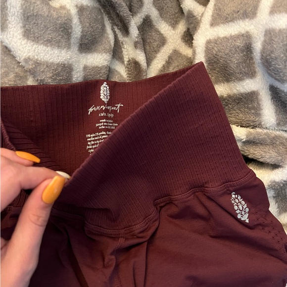 NWOT Free People Movement High Rise Good Karma Shorts in Maroon - Picture 7 of 7